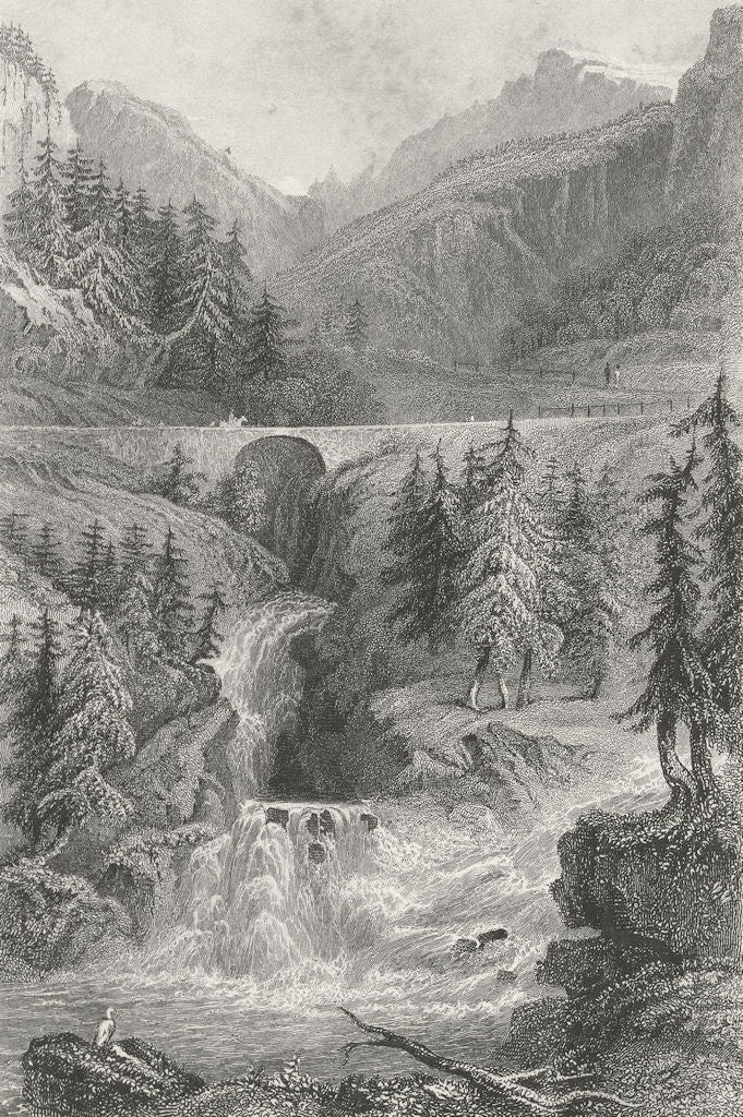 GERMANY. Waterfalls, Rofflen. Tombleson 1830 old antique vintage print picture